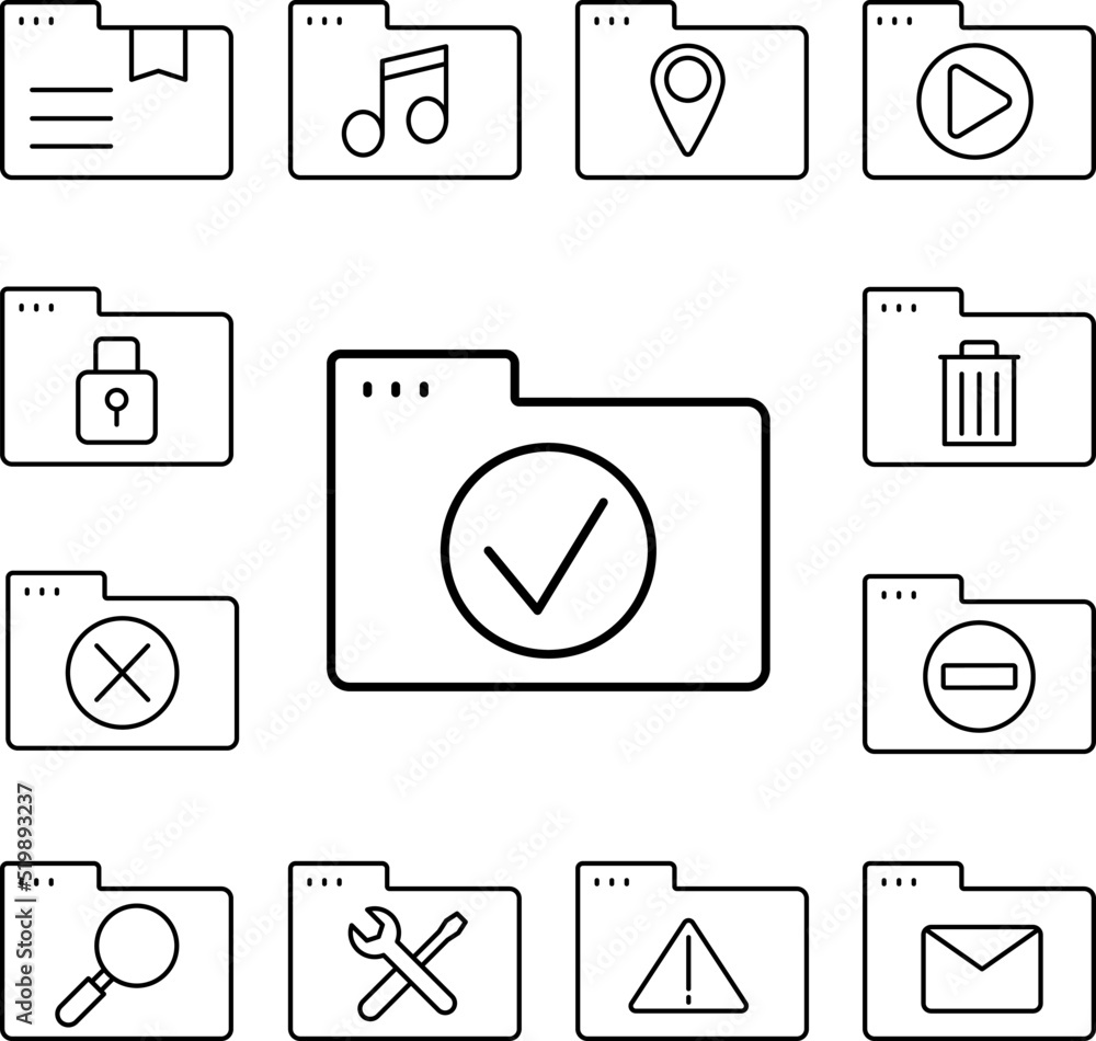 Poster folder check mark icon in a collection with other items