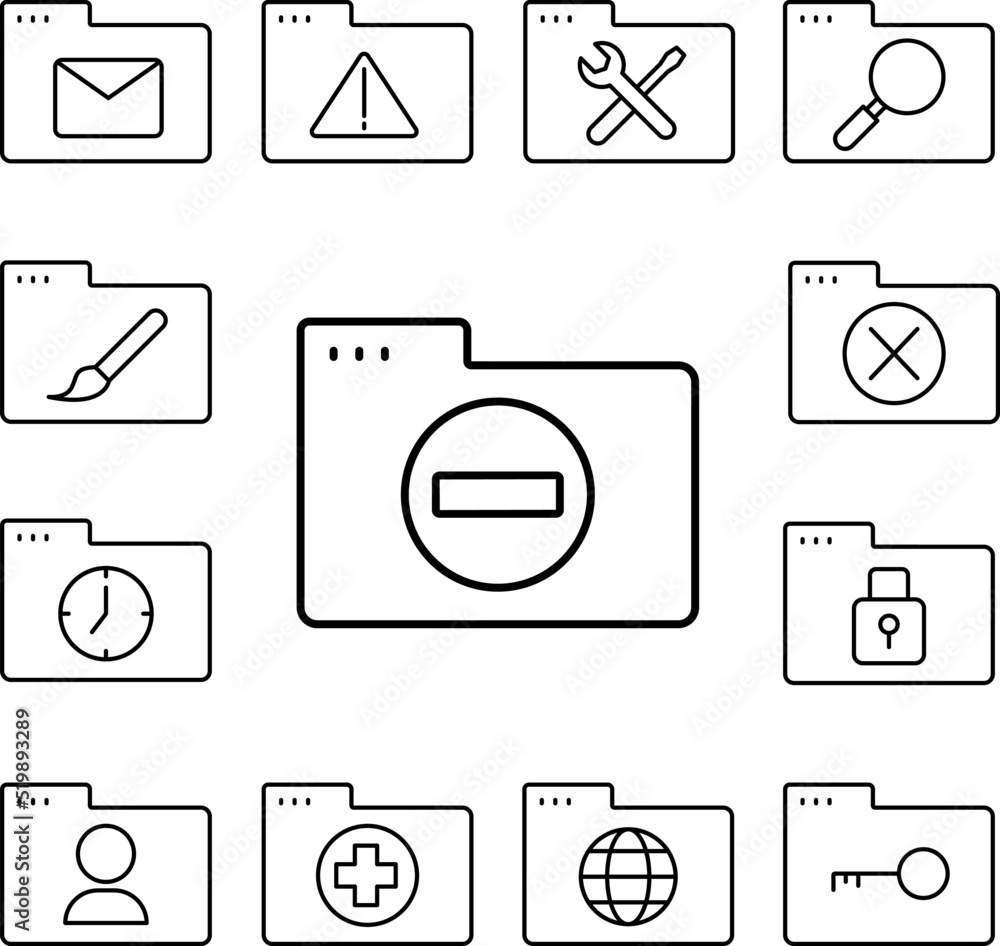 Poster folder ban icon in a collection with other items