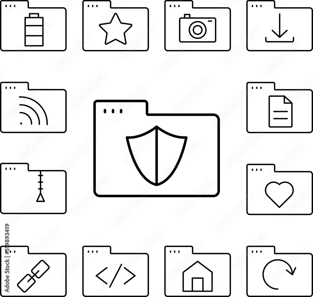 Poster folder shield icon in a collection with other items