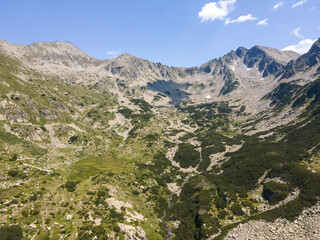 Aerial view of Pirin Mountain near Yalovarnika peak, Bulgaria