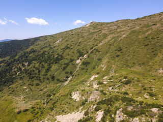 Fototapeta na wymiar Aerial view of Pirin Mountain near Yalovarnika peak, Bulgaria