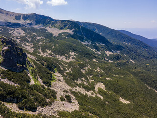 Fototapeta na wymiar Aerial view of Pirin Mountain near Yalovarnika peak, Bulgaria