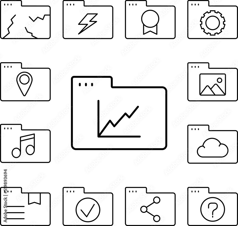 Poster folder chart icon in a collection with other items