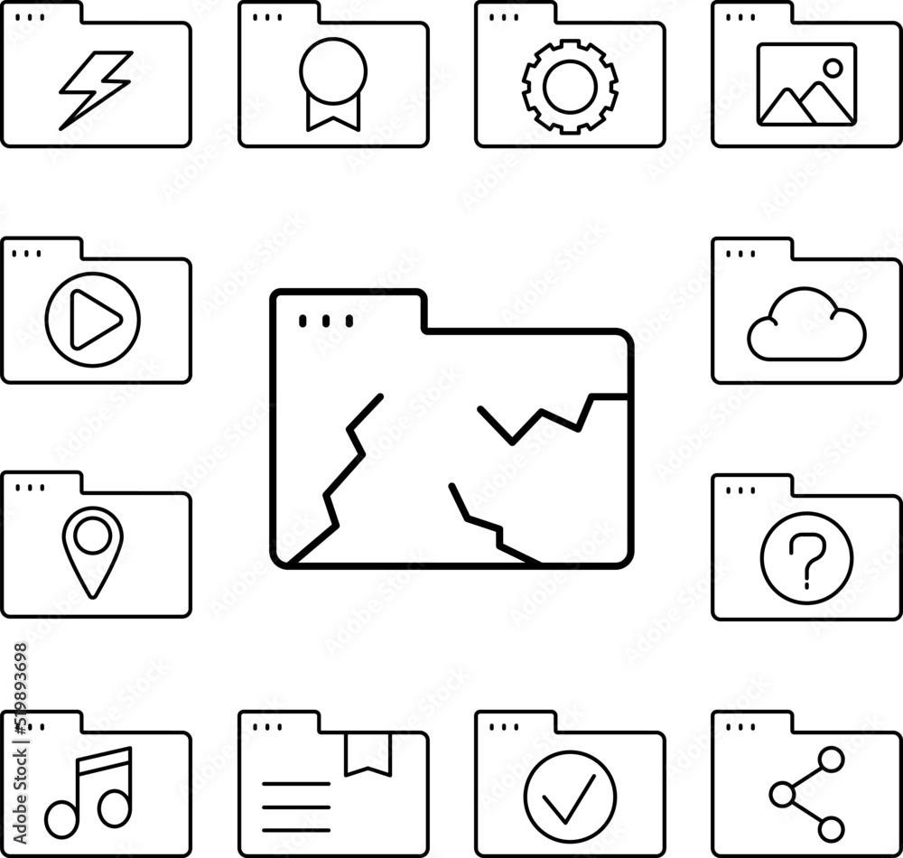 Poster folder damage icon in a collection with other items