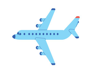 Blue passenger airplane isolated flat vector