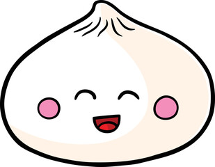 Vector Cartoon Happy Steamed Hot Bun
