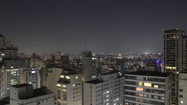 day to night timelapse transition from a view close to Paulista avenue in sao paulo city, brazil 