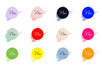 Kolorowe znaczki new oznaczenie nowych produktów 