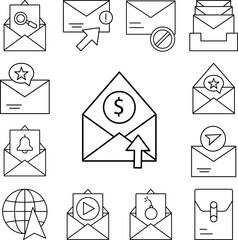 Email, message, dollar icon in a collection with other items