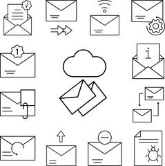 Cloud, message, email icon in a collection with other items