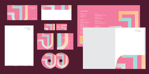 Psychedelic Letter J Line Gradient Color Corporate Business Identity Stationery