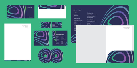Dynamic Distortion Shape Lines Gradient Color Corporate Business Identity Stationery