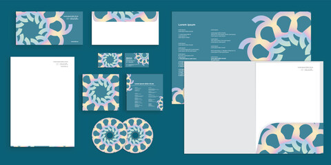 Dynamic Mandala  Rounded Circle Pattern Holographic Gradient Colors Corporate Business Identity Stationery