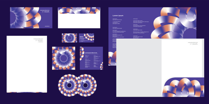 Dynamic Mandala Rounded Circle Pattern Holographic Purple Corporate Business Identity Stationery