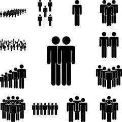 people, two, friends icon in a collection with other items