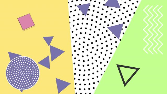 Modern pattern with geometric shapes in memphis style, motion abstract business and corporate style background