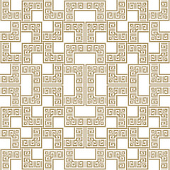 Greek tribal ethnic seamless pattern. Ornamental vector background. Elegant repeat trendy backdrop. Golden geometric ornaments. Modern design on white. Endless ornate texture. For fabric, prints