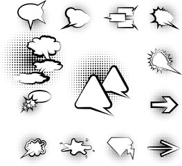 pop art, speech bubble icon in a collection with other items