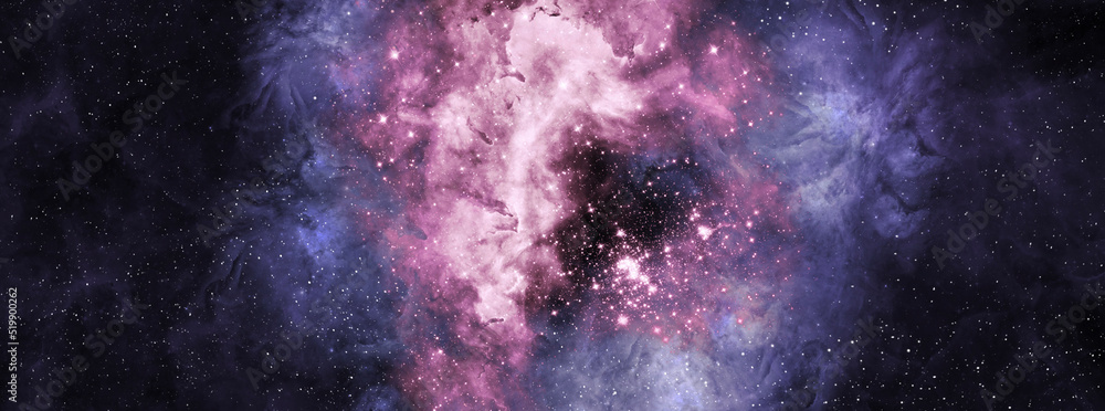 Wall mural space background with realistic nebula and shining stars. abstract scientific background with nebula