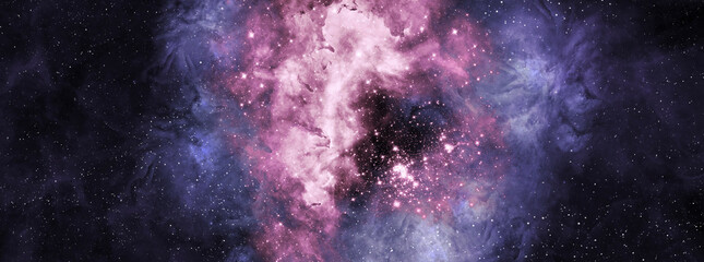 Space background with realistic nebula and shining stars. Abstract scientific background with...