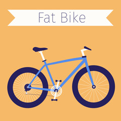 Flat illustration of fat bike. Bicycle design. Vector element.