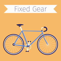 Flat illustration of fixed gear bike. Bicycle design. Vector element.