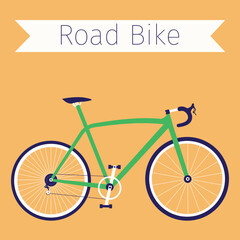 Flat illustration of road bike. Bicycle design. Vector element.