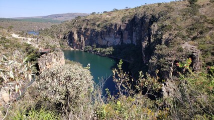 Canyons of Furnas, city's postcard of Capitólio MG Brazil. Beautiful panoramic landscape of eco tourism of Minas Gerais state