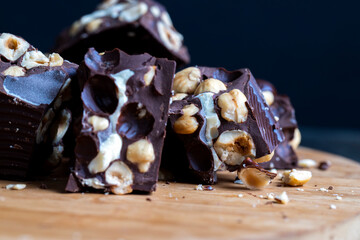 homemade chocolate with lots of hazelnuts