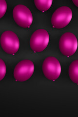 Różowe balony na czarnym tle - obrazy, fototapety, plakaty