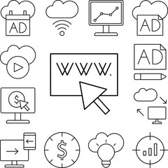 Www, click, SEO icon in a collection with other items