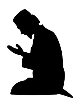 black silhouette praying muslim man clip art preview
