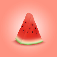 Vector illustration of realistic slice of watermelon