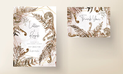 Hand drawn leaves wreath invitation card design