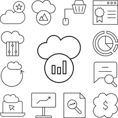 Cloud bar chart icon in a collection with other items