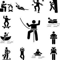 Naklejka premium Man travel sport fight icon in a collection with other items