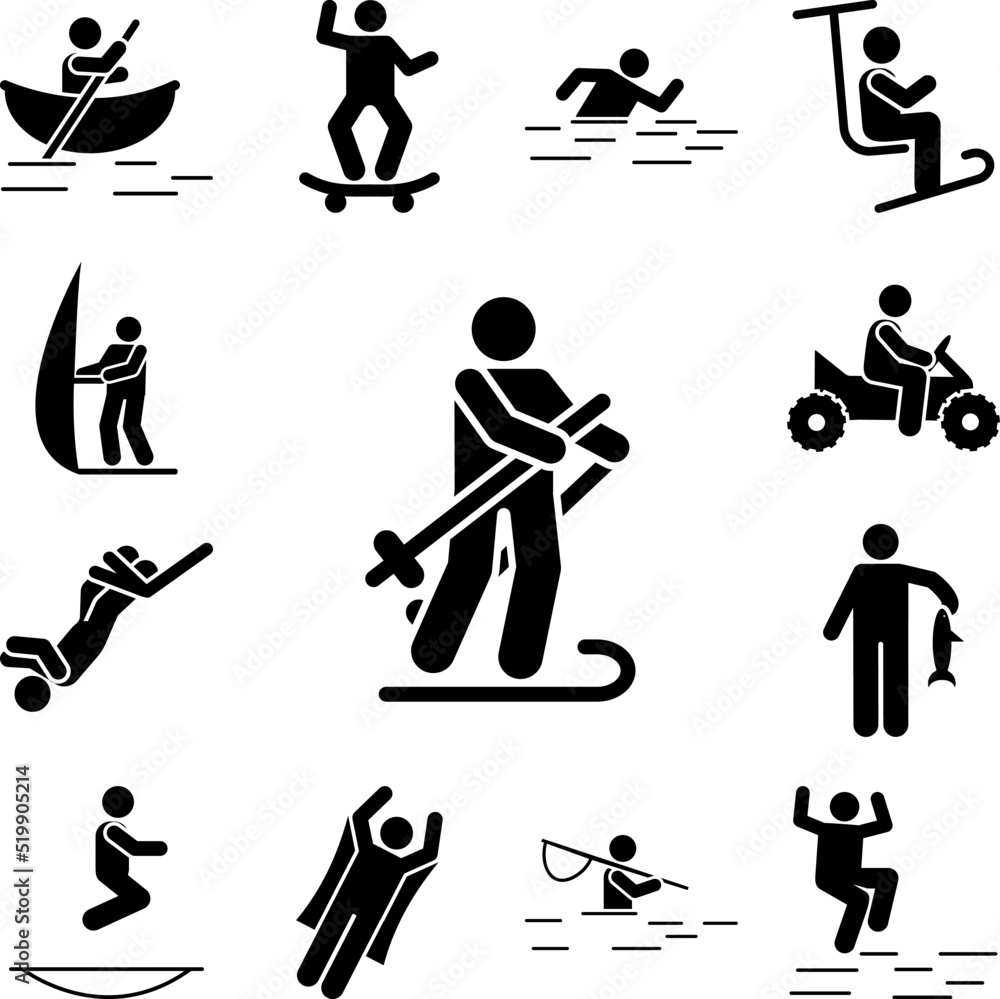 Poster man ski snow adventure alpine icon in a collection with other items
