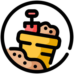 Sand Bucket Icon Filled Outline Style