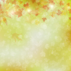 Autumn style blurred vector background with falling leaves and bokeh effect
