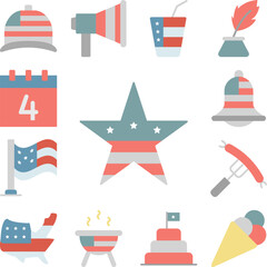 Star favorite USA flag icon in a collection with other items