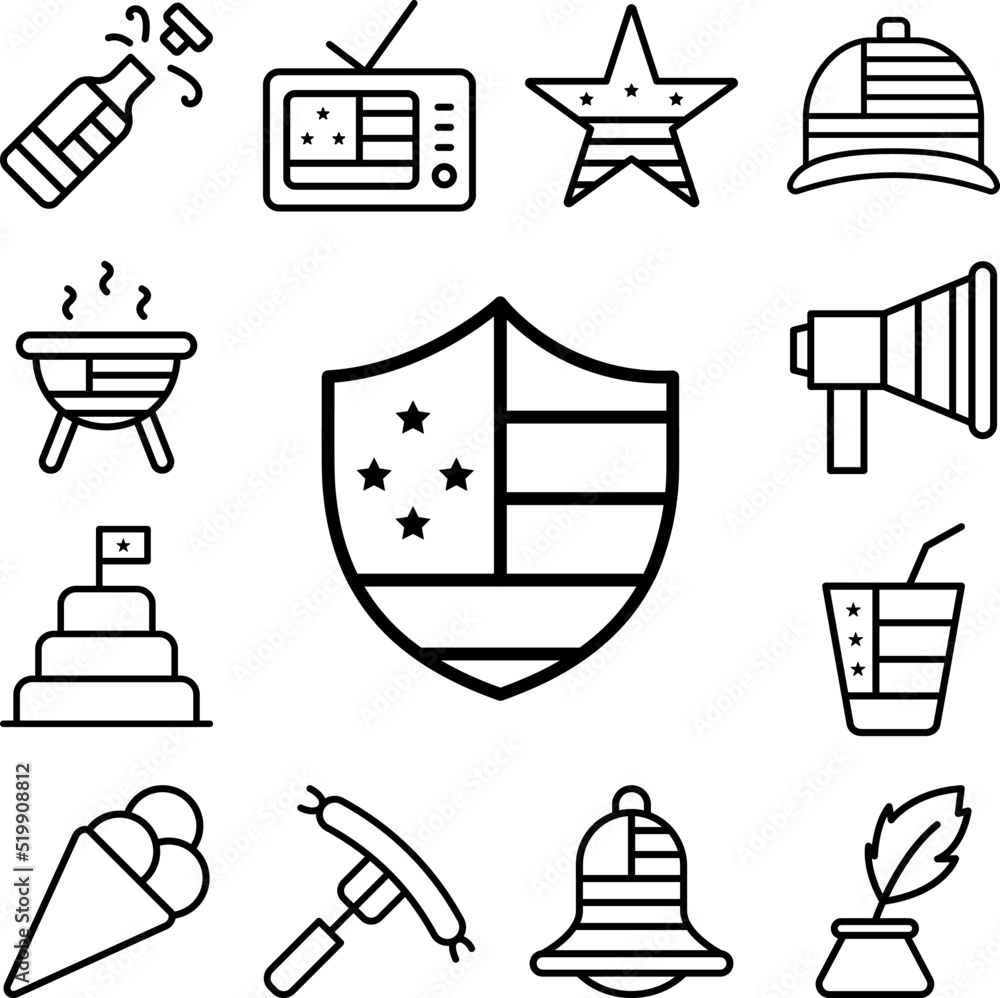 Poster shield usa flag icon in a collection with other items
