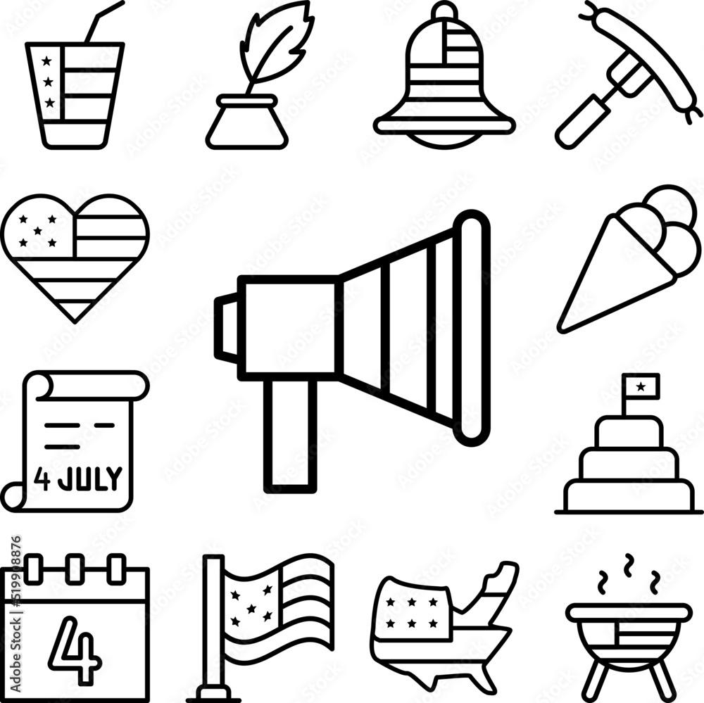 Poster marketing microphone icon in a collection with other items