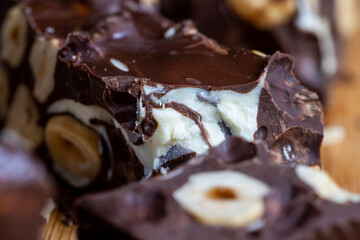 homemade chocolate with lots of hazelnuts