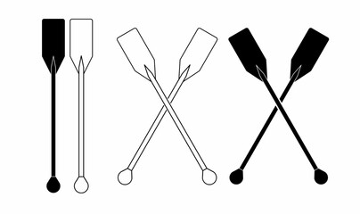 oars padlle icon set isolated on white background