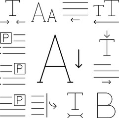 format, size, smaller, text icon in a collection with other items