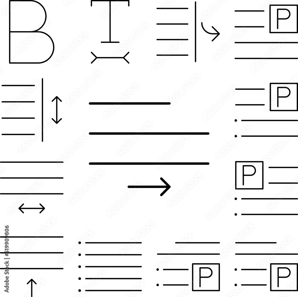 Poster align, right, text icon in a collection with other items