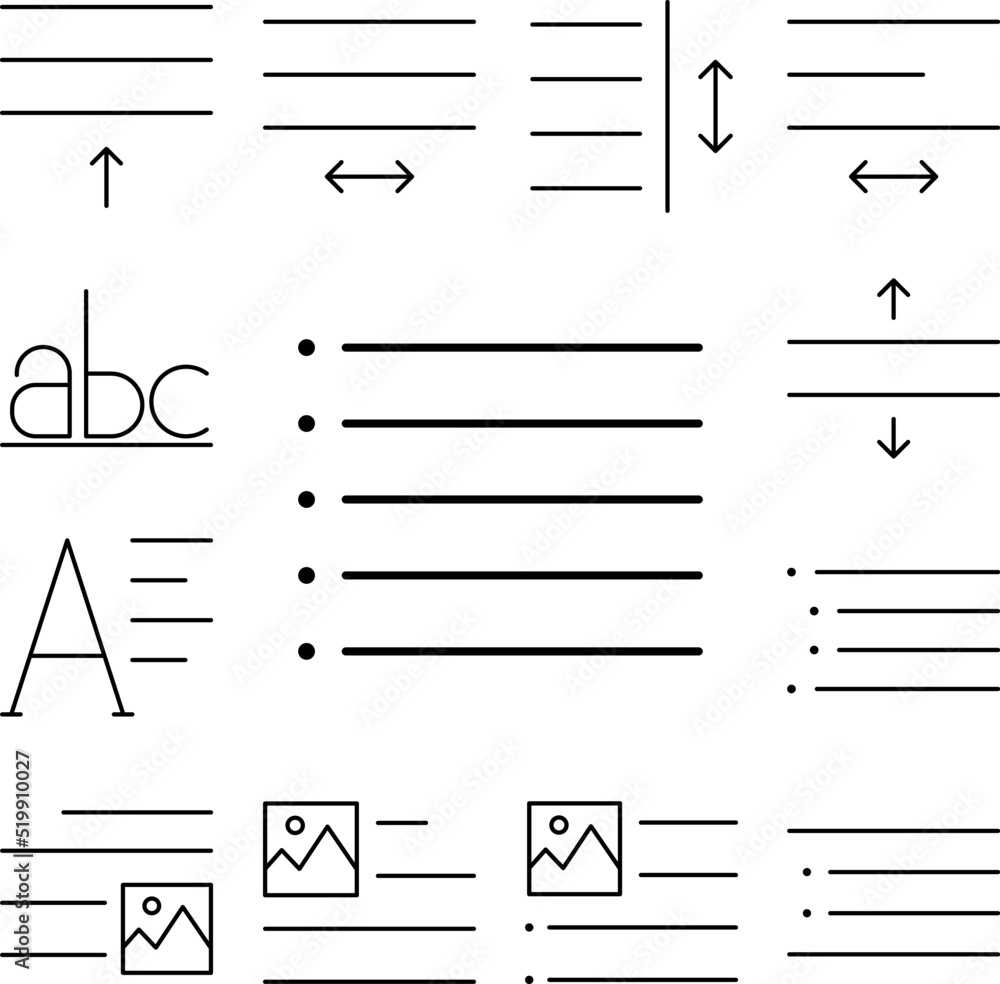 Poster format, list, text icon in a collection with other items