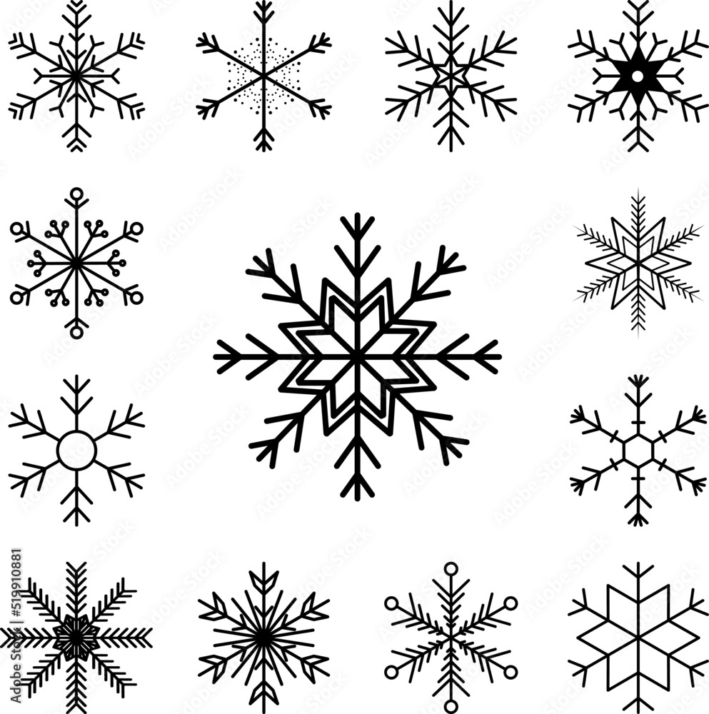 Poster snowflake icon in a collection with other items