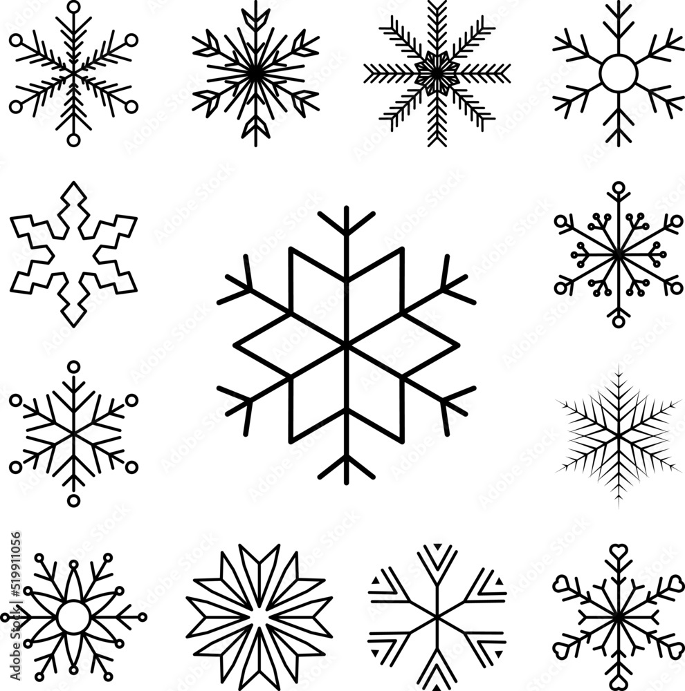 Poster snowflake icon in a collection with other items