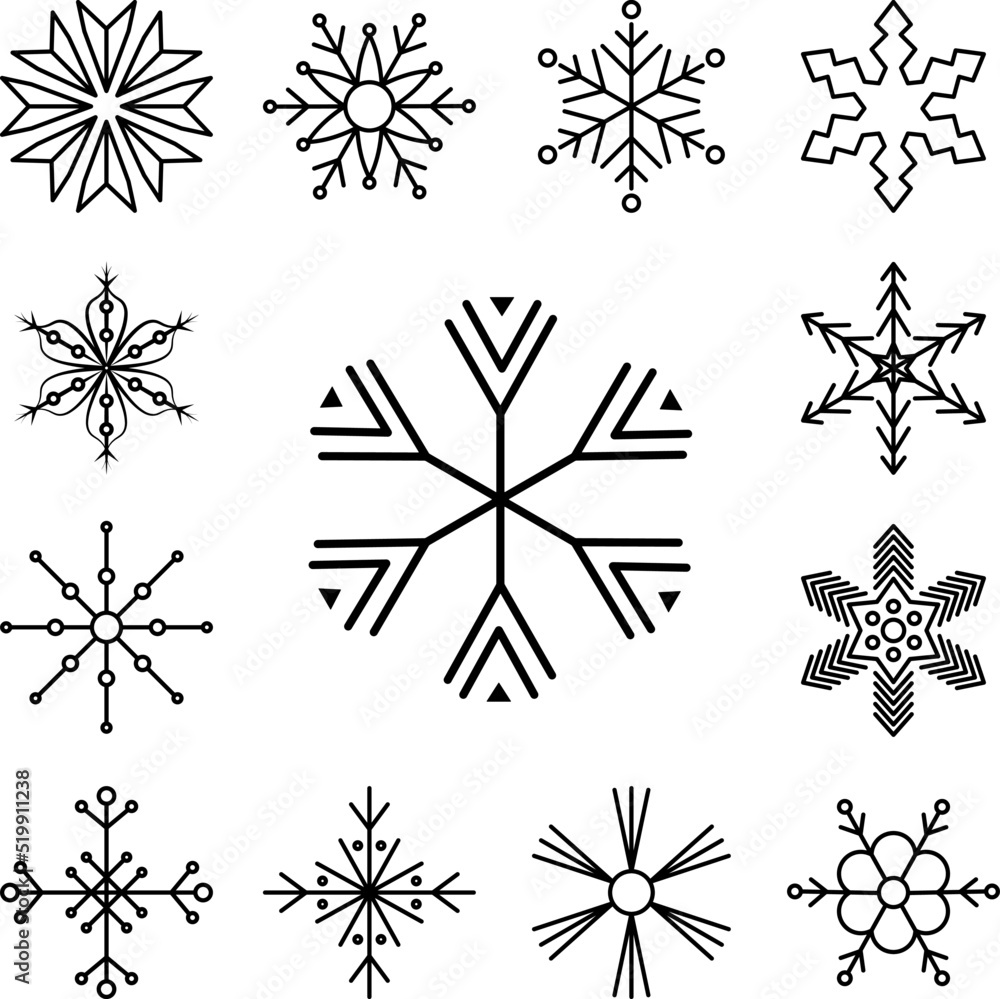 Poster snowflake icon in a collection with other items